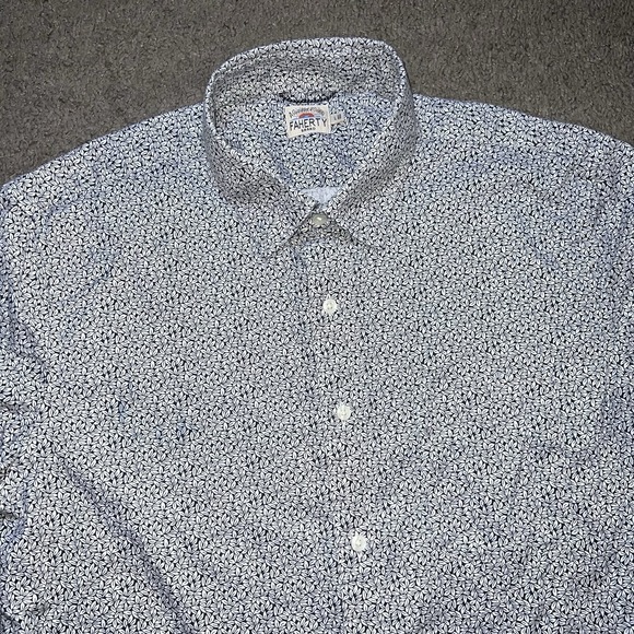 Faherty Other - Faherty Short Sleeve Button Up Shirt Mens L Hemp Blend Floral AOP Camp Fish
